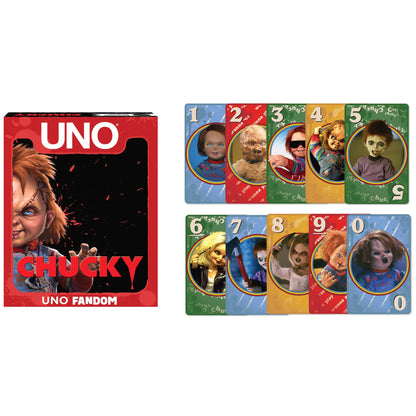 UNO Fandom Chucky Card Game, Collectible Horror Edition UNO Deck for Family Game Night and Fans