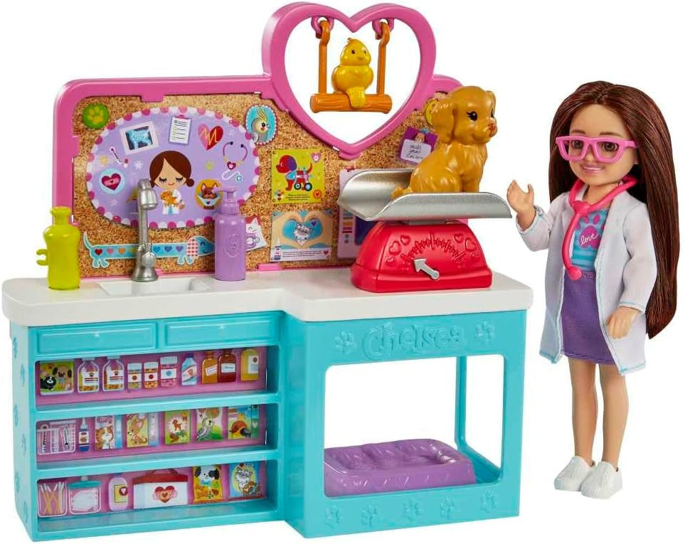 Barbie Chelsea Doll and Accessories, Pet Vet Playset with Doll