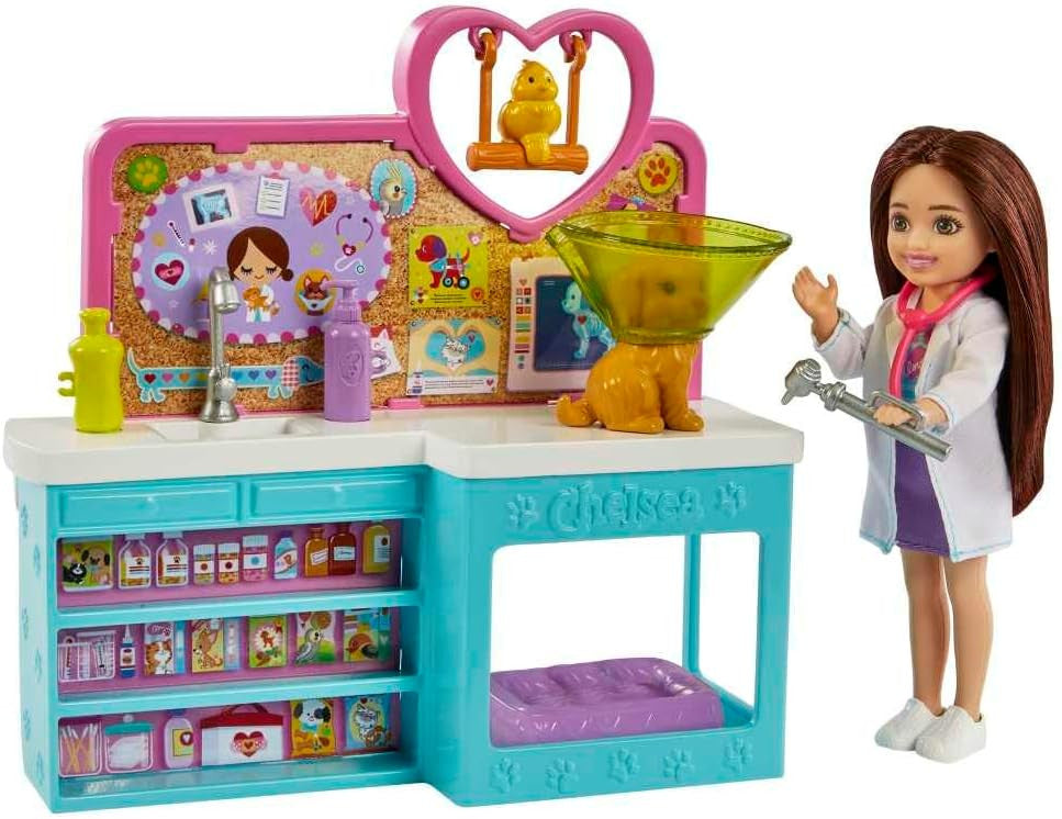 Barbie Chelsea Doll and Accessories, Pet Vet Playset with Doll