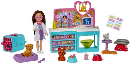 Barbie Chelsea Doll and Accessories, Pet Vet Playset with Doll