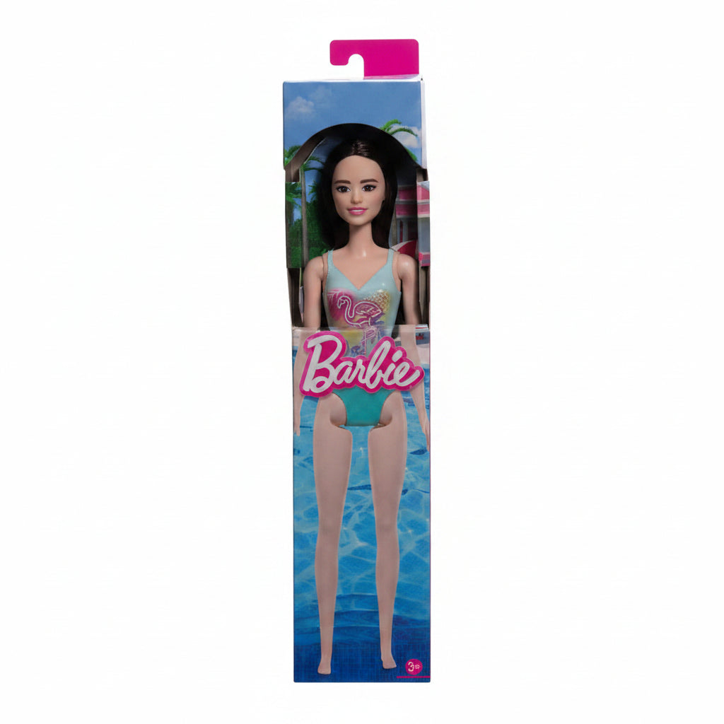 Barbie Beach Doll with Teal Flamingo Swimsuit, Summer Pool and Beach Toy