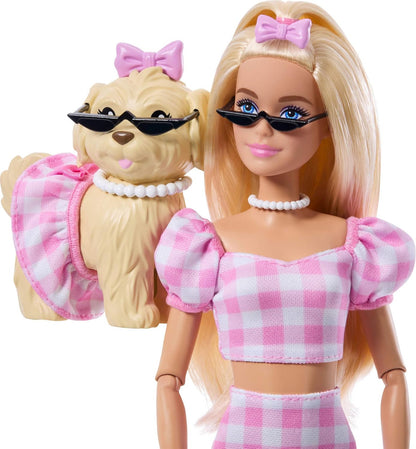Barbie Twinning Looks Doll with Pet Dog in Matching Pink Gingham Clothes