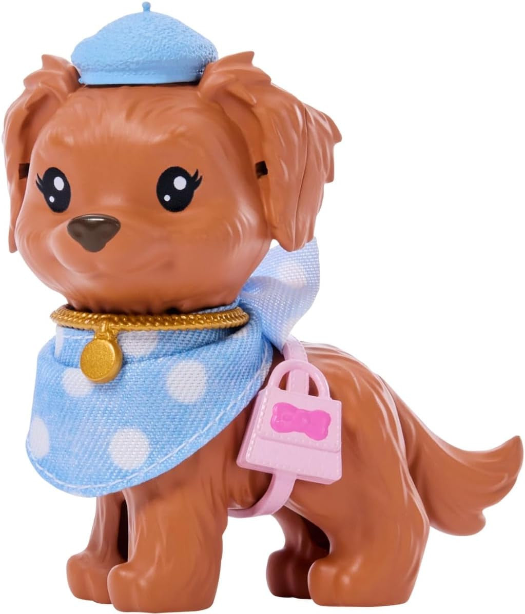 Barbie Twinning Looks Doll with Pet Dog in Matching Blue Polka Dot Clothes
