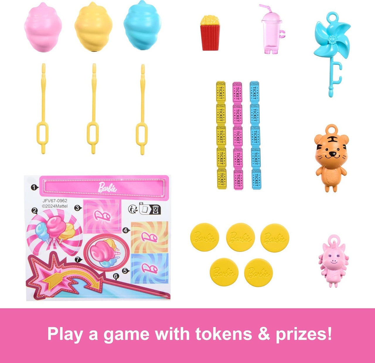 Barbie Mysteries: Beach Detectives Malibu” Doll & Cotton Candy Game Booth Playset