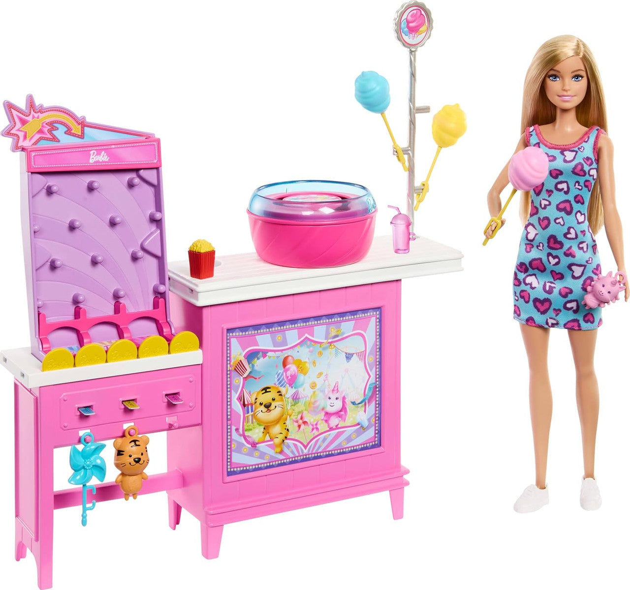 Barbie Mysteries: Beach Detectives Malibu” Doll & Cotton Candy Game Booth Playset