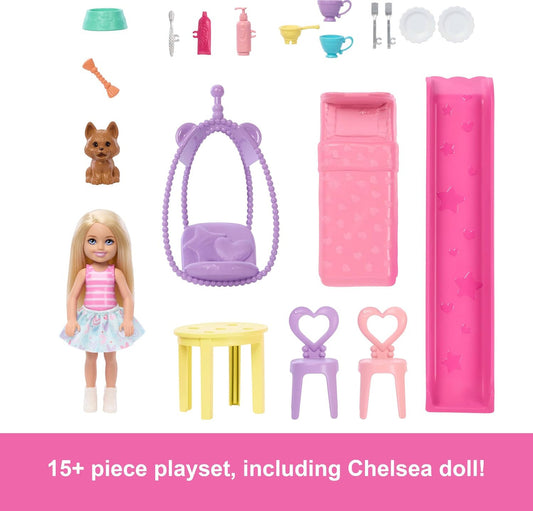 Barbie Chelsea Toy Dollhouse with 15+ Accessories