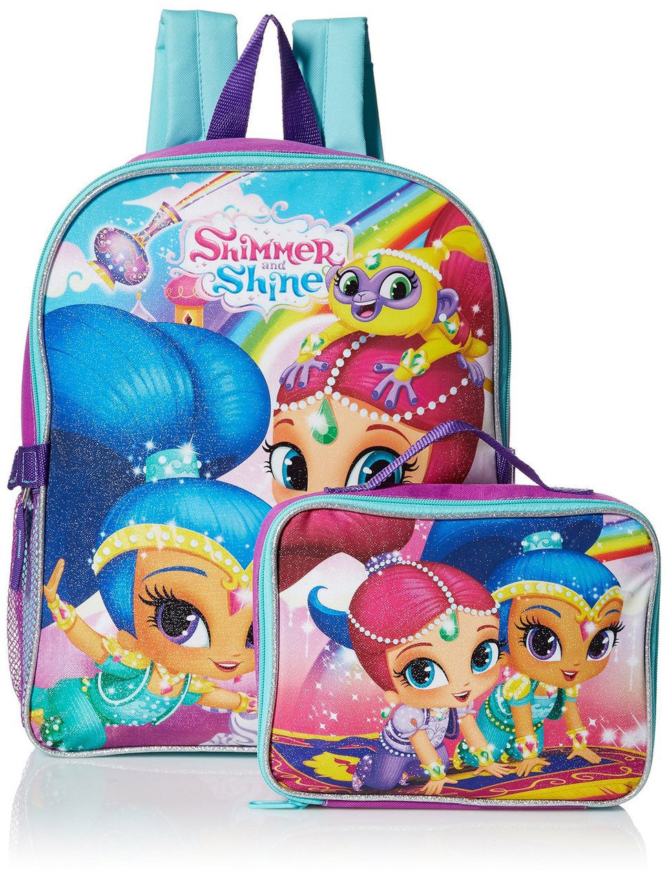 Shimmer and Shine Little Girls Magic Carpet 15 Inch Backpack with Lunch Kit