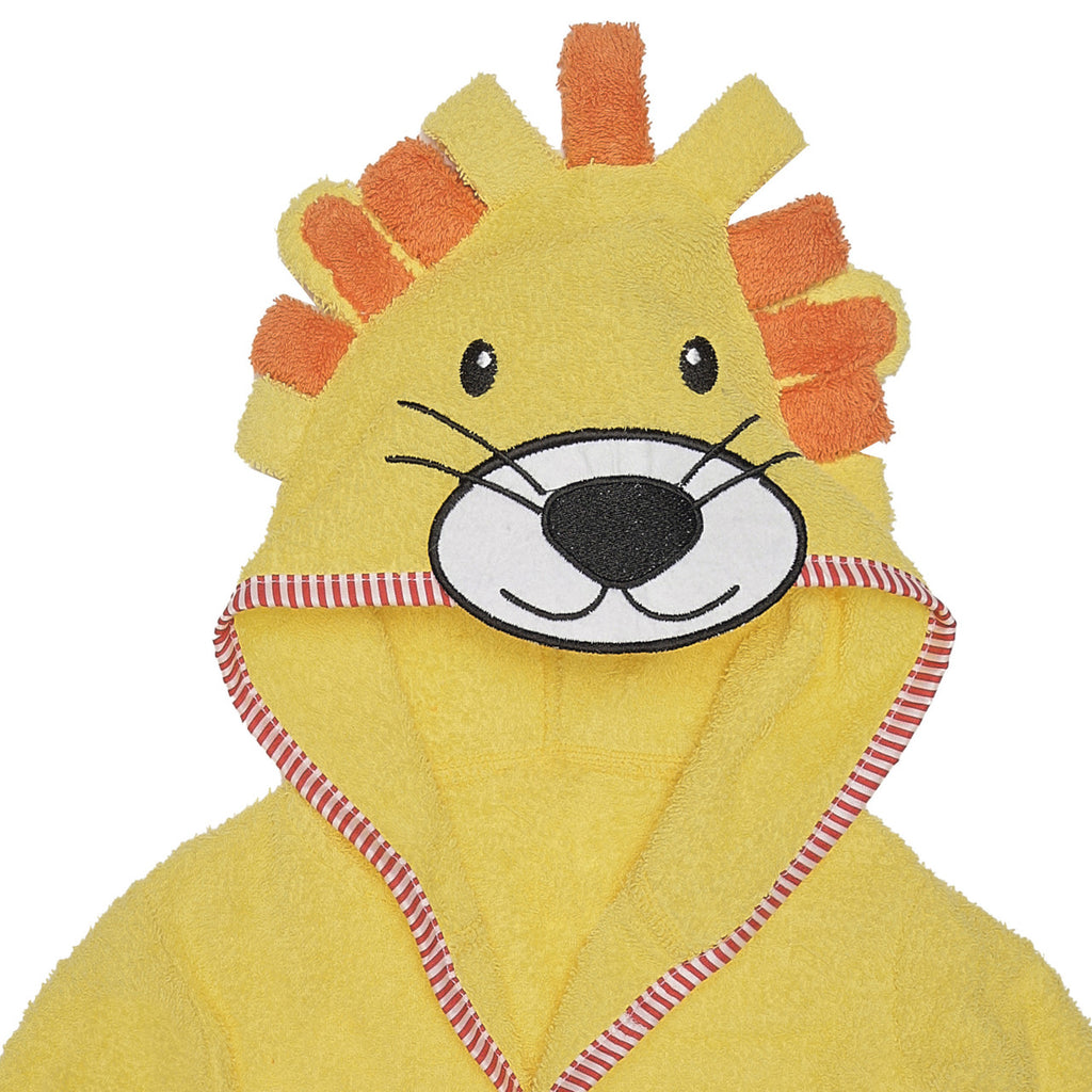 EVERYDAY KIDS Hooded Baby Toddler Unisex Bathrobe - Yellow Lion with Mane