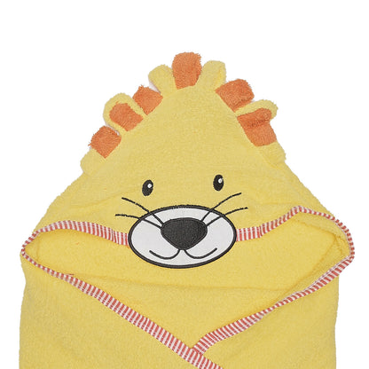EVERYDAY KIDS Hooded Baby Toddler Bath Towel - Yellow Lion with Mane