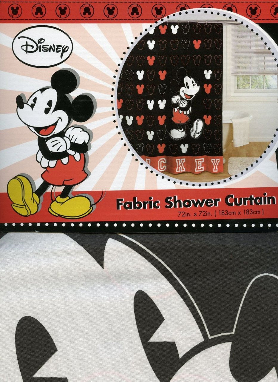 Mickey Mouse Classic Heads Fabric Shower Curtain