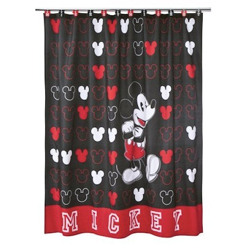 Mickey Mouse Classic Heads Fabric Shower Curtain