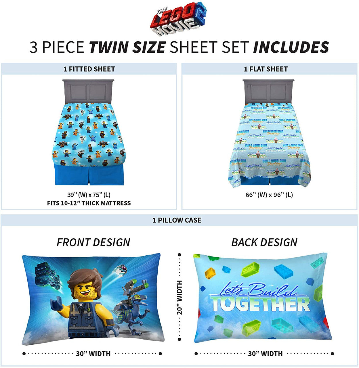LEGO Movie 2 'Let's Build Together' Twin Sheet Set