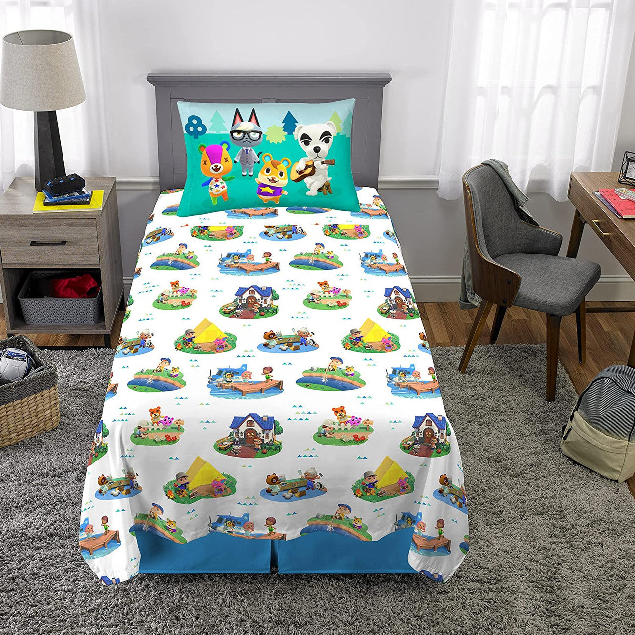 Animal Crossing Gone Camping Twin Sheet Set