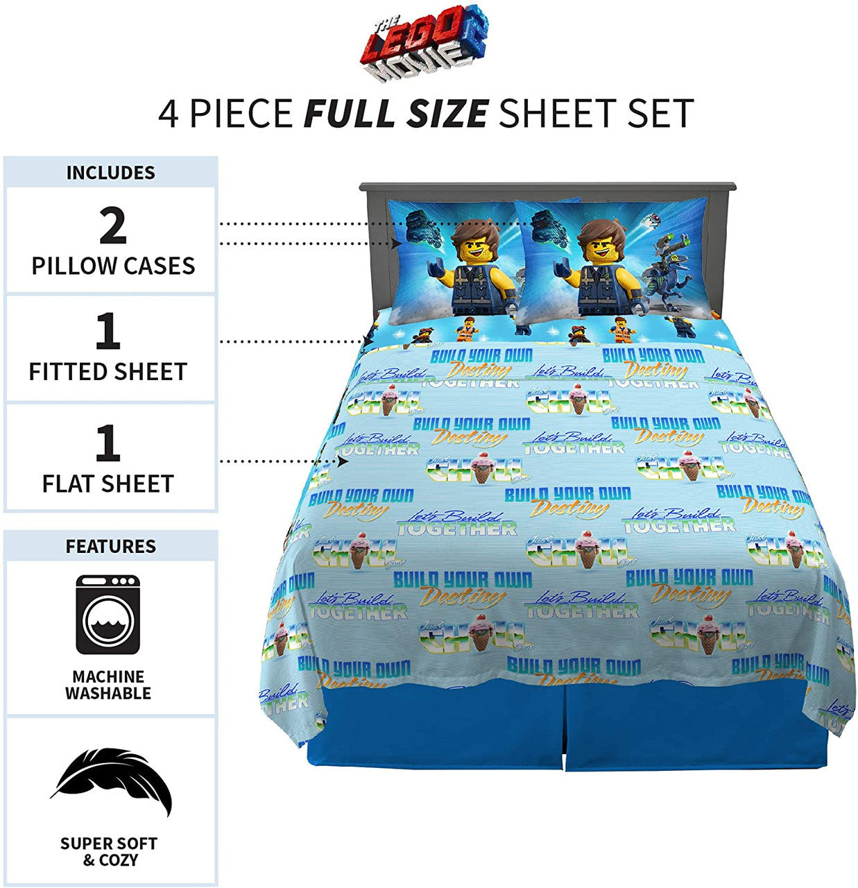 LEGO Movie 2 'Let's Build Together' Full Size Sheet Set