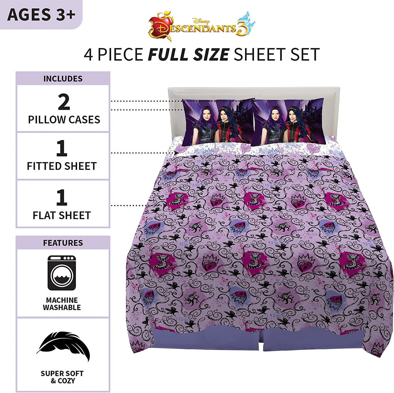 Disney Descendants 3: 4 Piece Full Sheet Set