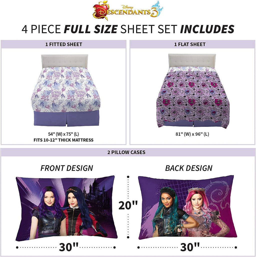 Disney Descendants 3: 4 Piece Full Sheet Set