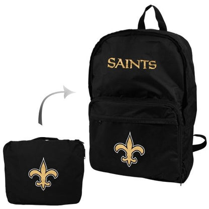 New Orleans Saints Foldaway Backpack - Black