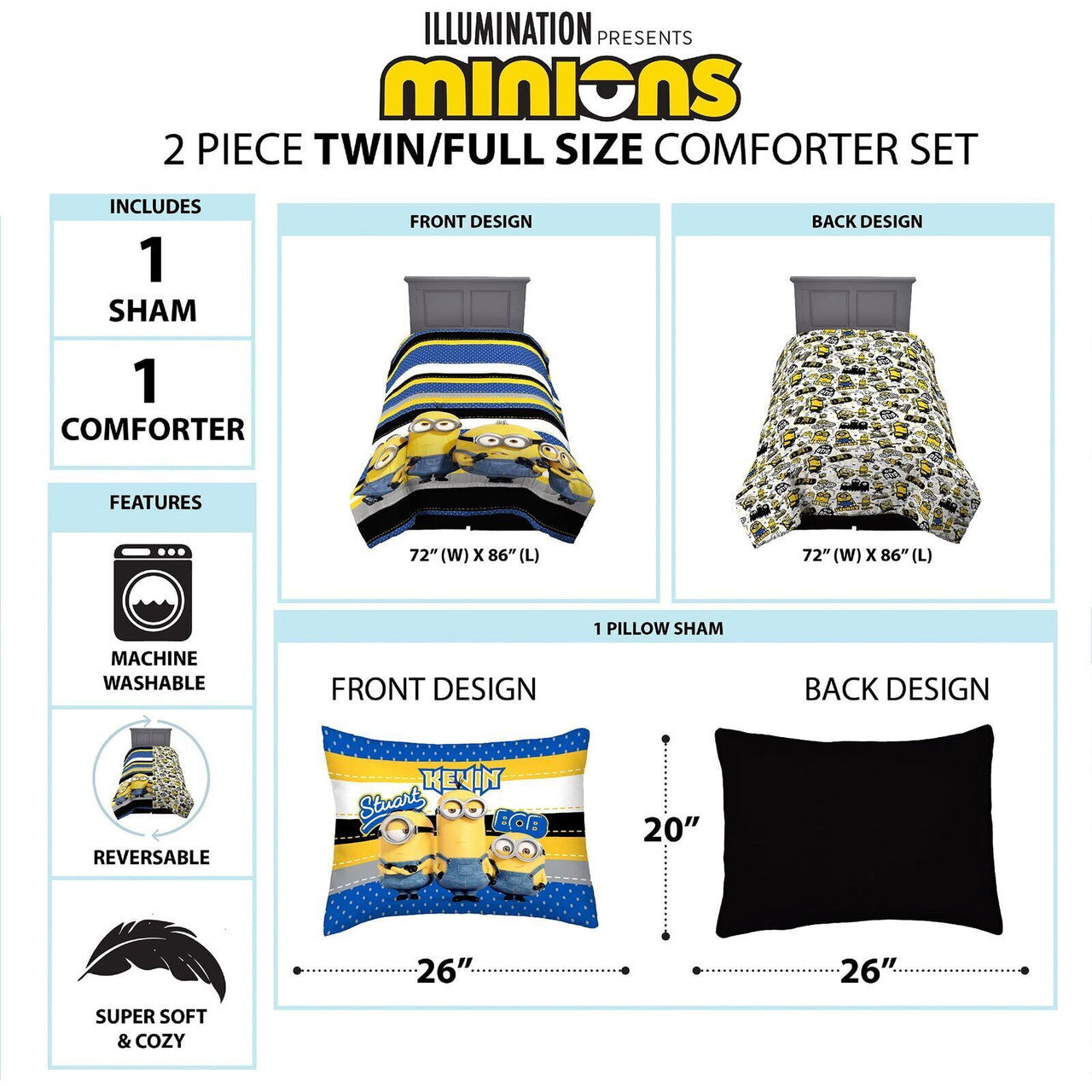 Rise of Gru Twin/Full Comforter Set