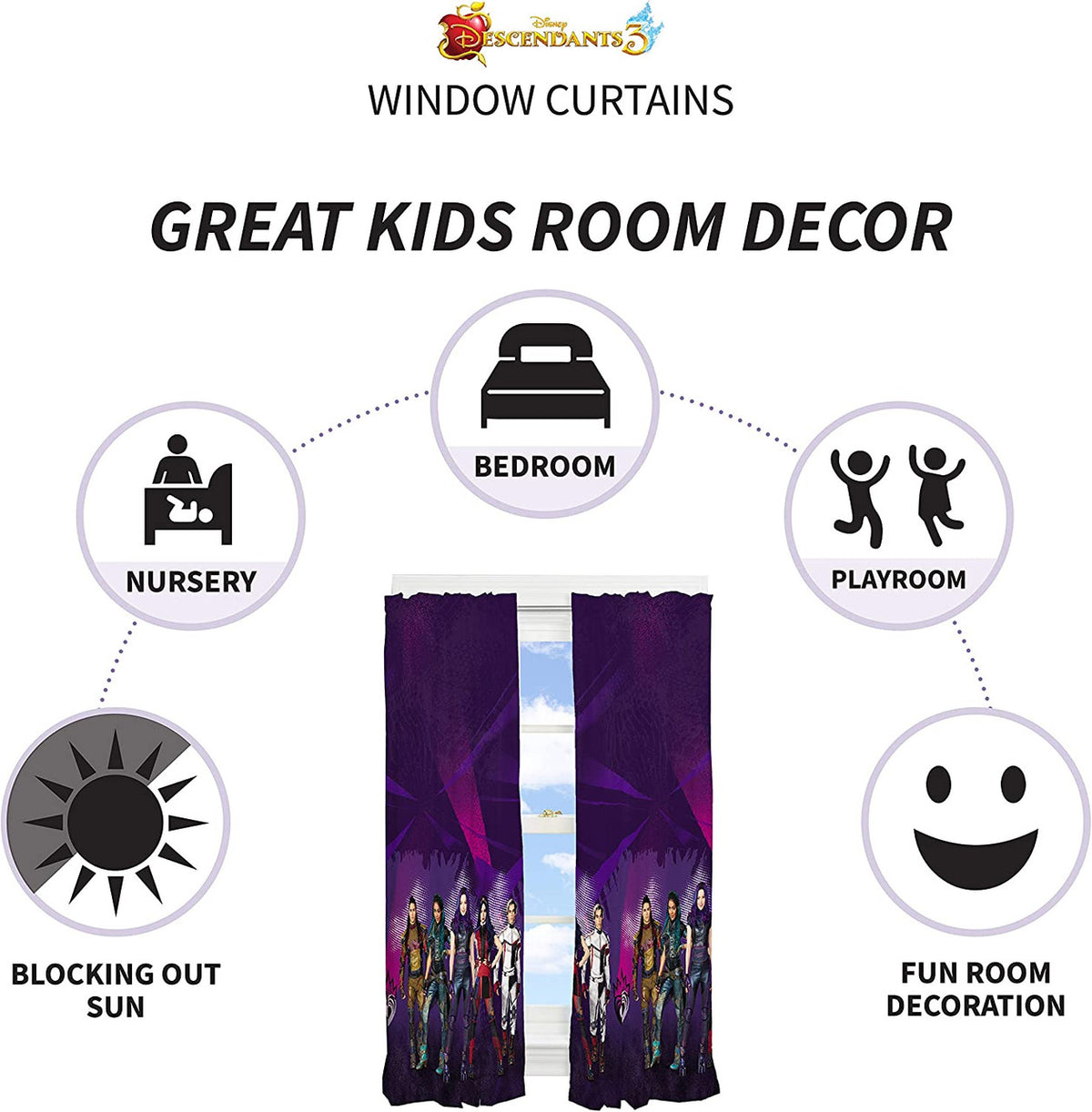 Disney Descendants 3 Window Panels
