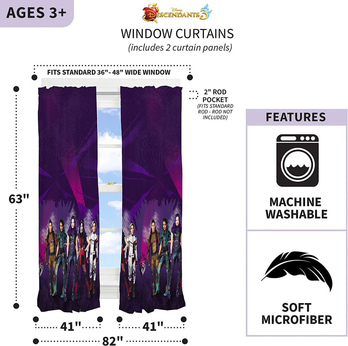 Disney Descendants 3 Window Panels