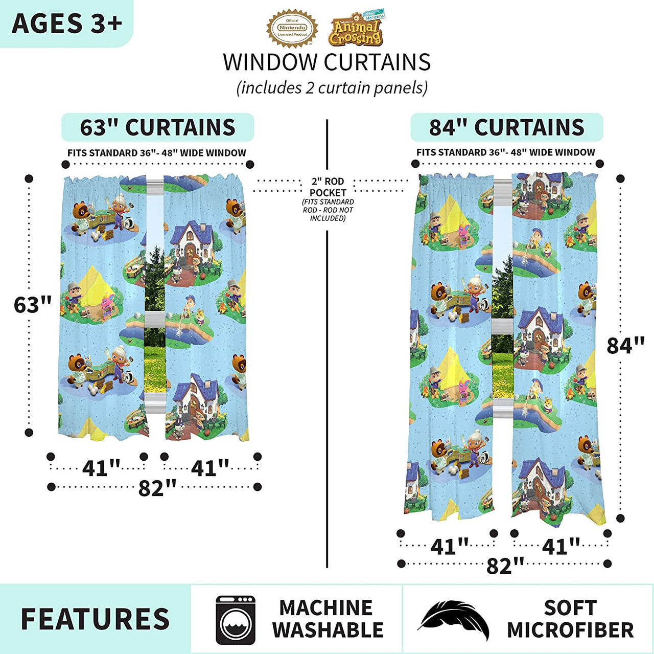 Animal Crossing Window Panels, 82 in x 84 in