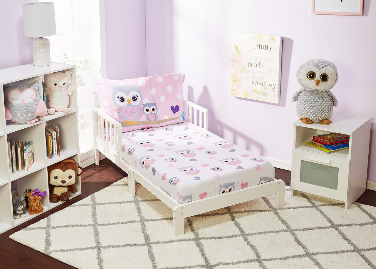 EVERYDAY KIDS 4 Piece Toddler Bedding Set - Woodland Owls