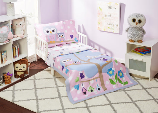 EVERYDAY KIDS 4 Piece Toddler Bedding Set - Woodland Owls