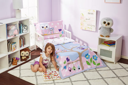 EVERYDAY KIDS 4 Piece Toddler Bedding Set - Woodland Owls