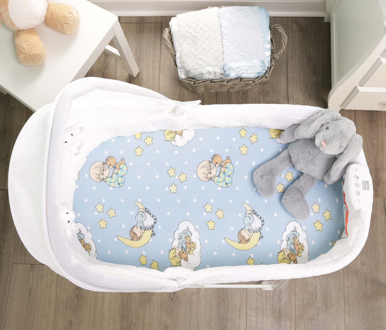 EVERYDAY KIDS 2-Pack Cotton Jersey Knit Bassinet Sheets - Precious Moments Boys