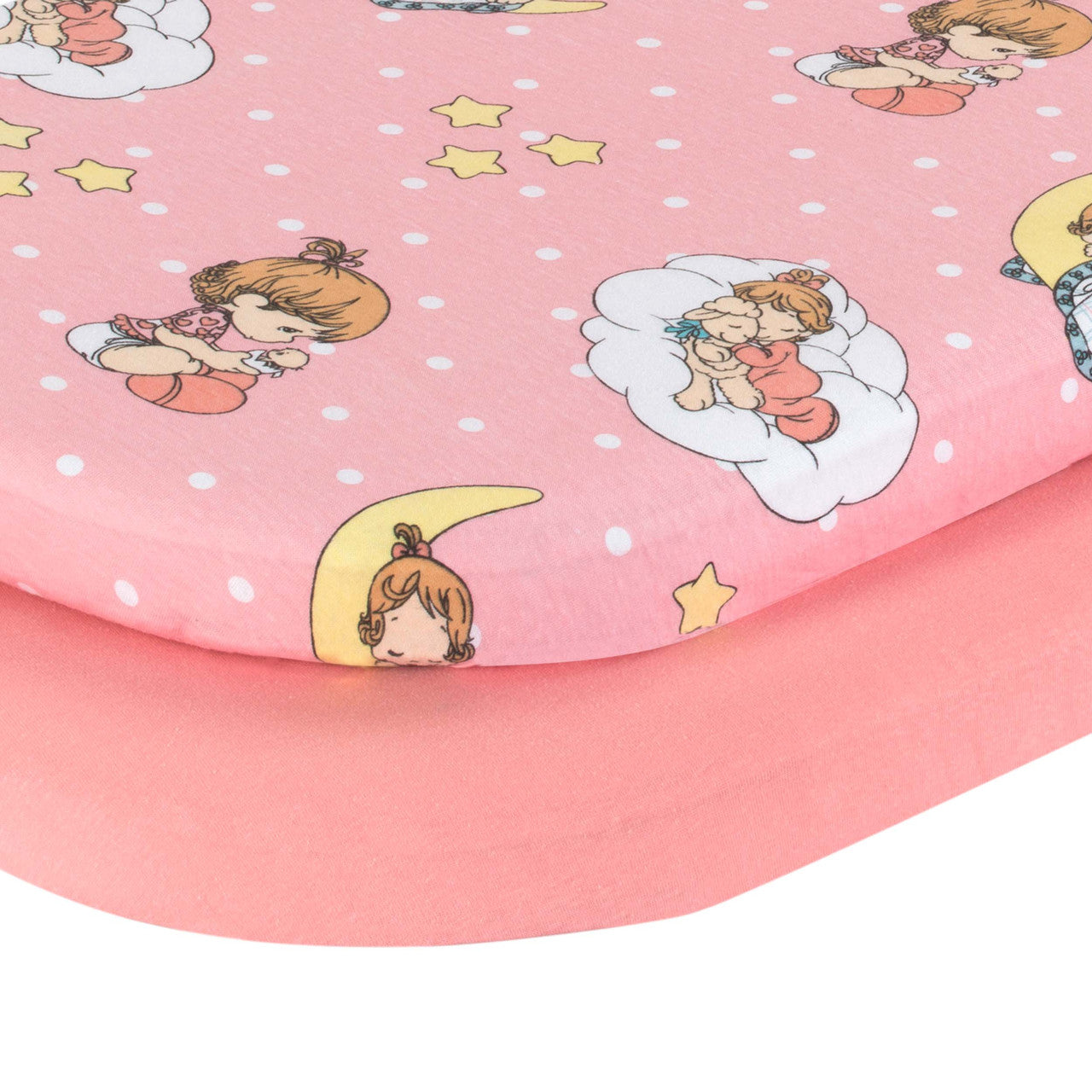 EVERYDAY KIDS 2-Pack Cotton Jersey Knit Bassinet Sheets - Precious Moments Girls
