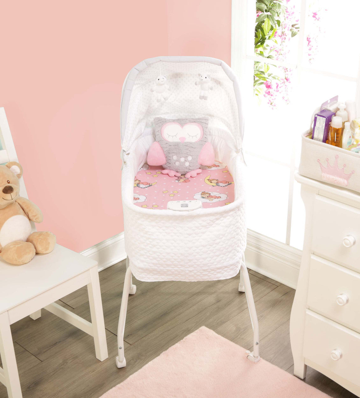 EVERYDAY KIDS 2-Pack Cotton Jersey Knit Bassinet Sheets - Precious Moments Girls