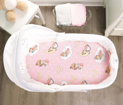 EVERYDAY KIDS 2-Pack Cotton Jersey Knit Bassinet Sheets - Precious Moments Girls