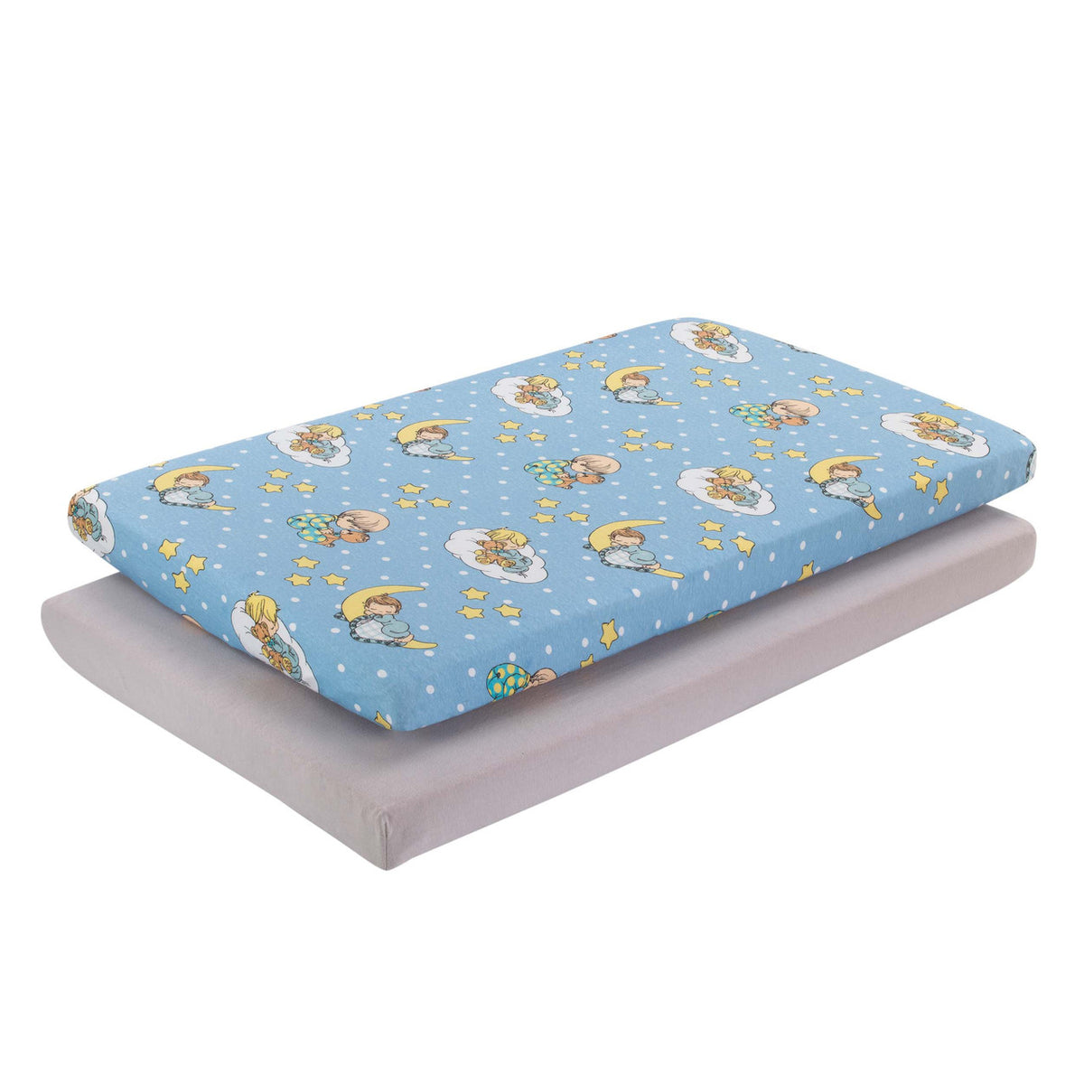 EVERYDAY KIDS 2 Pack n Play and Portable Crib Mattress Sheets - Precious Moments Boys