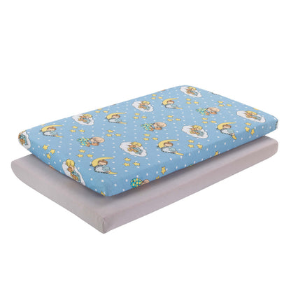EVERYDAY KIDS 2 Pack n Play and Portable Crib Mattress Sheets - Precious Moments Boys