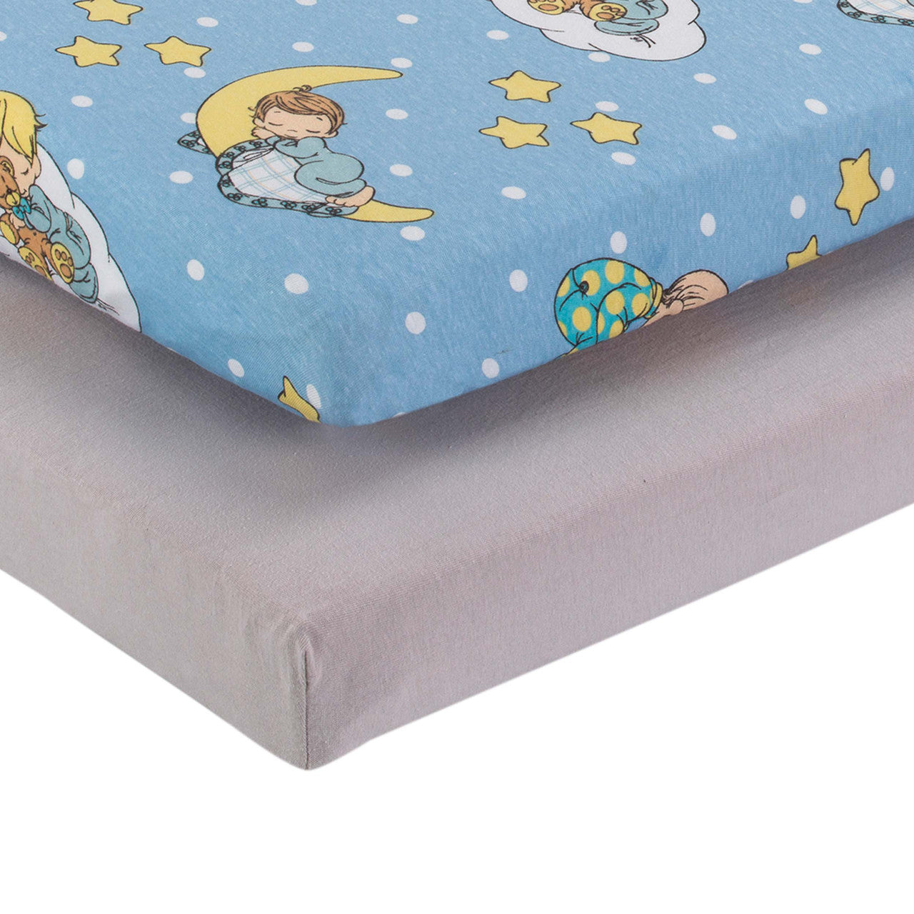 EVERYDAY KIDS 2 Pack n Play and Portable Crib Mattress Sheets - Precious Moments Boys