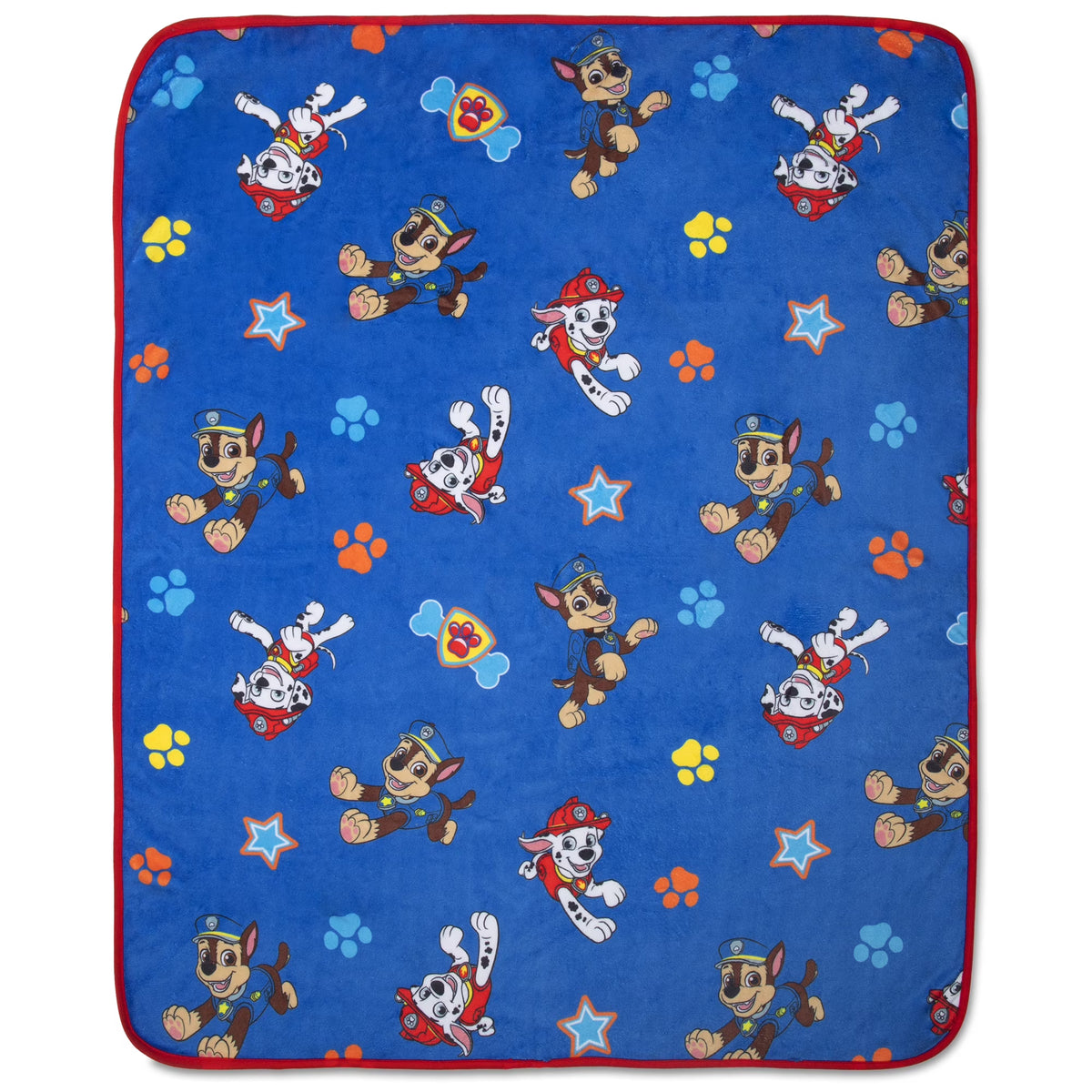 PAW Patrol Plush Toddler Blanket, 40x50 Chase & Marshall Allover Print Fleece Throw, Royal Blue