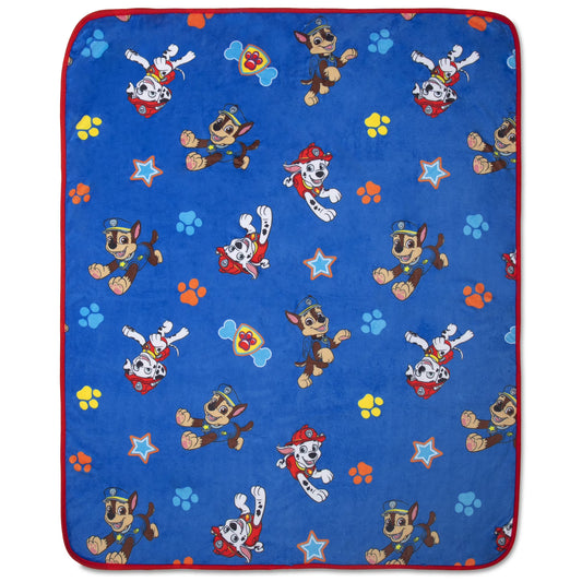 PAW Patrol Plush Toddler Blanket, 40x50 Chase & Marshall Allover Print Fleece Throw, Royal Blue