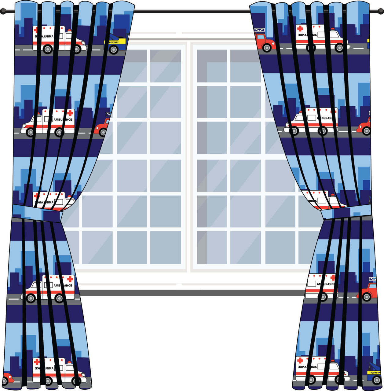 Everyday Kids Rescue Fire and Police Drapes