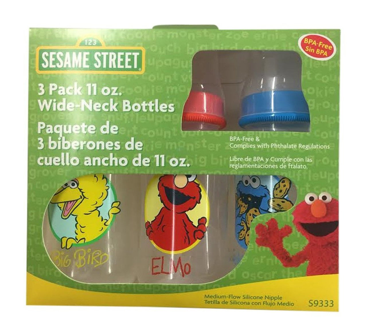 Sesame Street 3 Pack 11 Oz. Wide Neck Baby Bottles