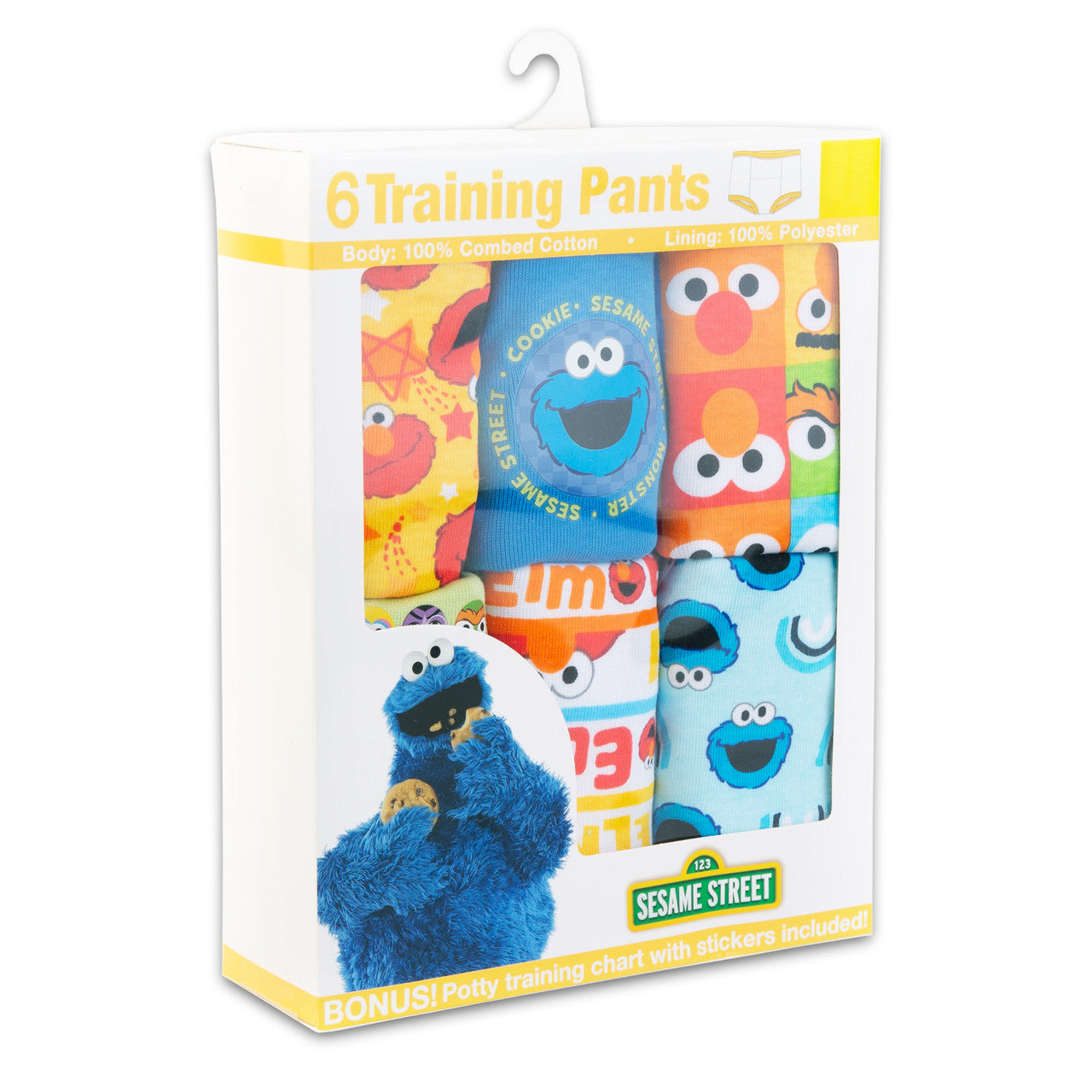 Sesame Street Toddler 6-Pack Training Pants – Cotton Potty Training Underwear with Bonus Sticker Chart