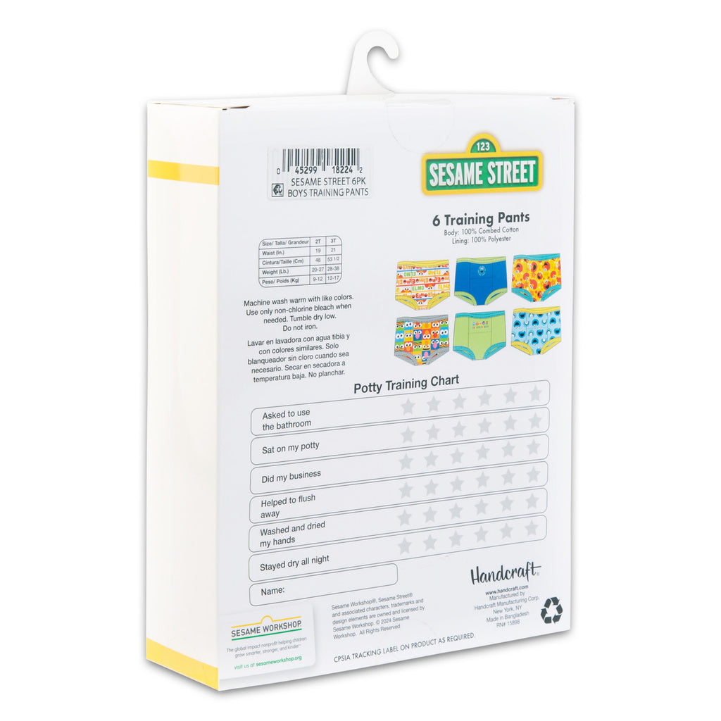 Sesame Street Toddler 6-Pack Training Pants – Cotton Potty Training Underwear with Bonus Sticker Chart