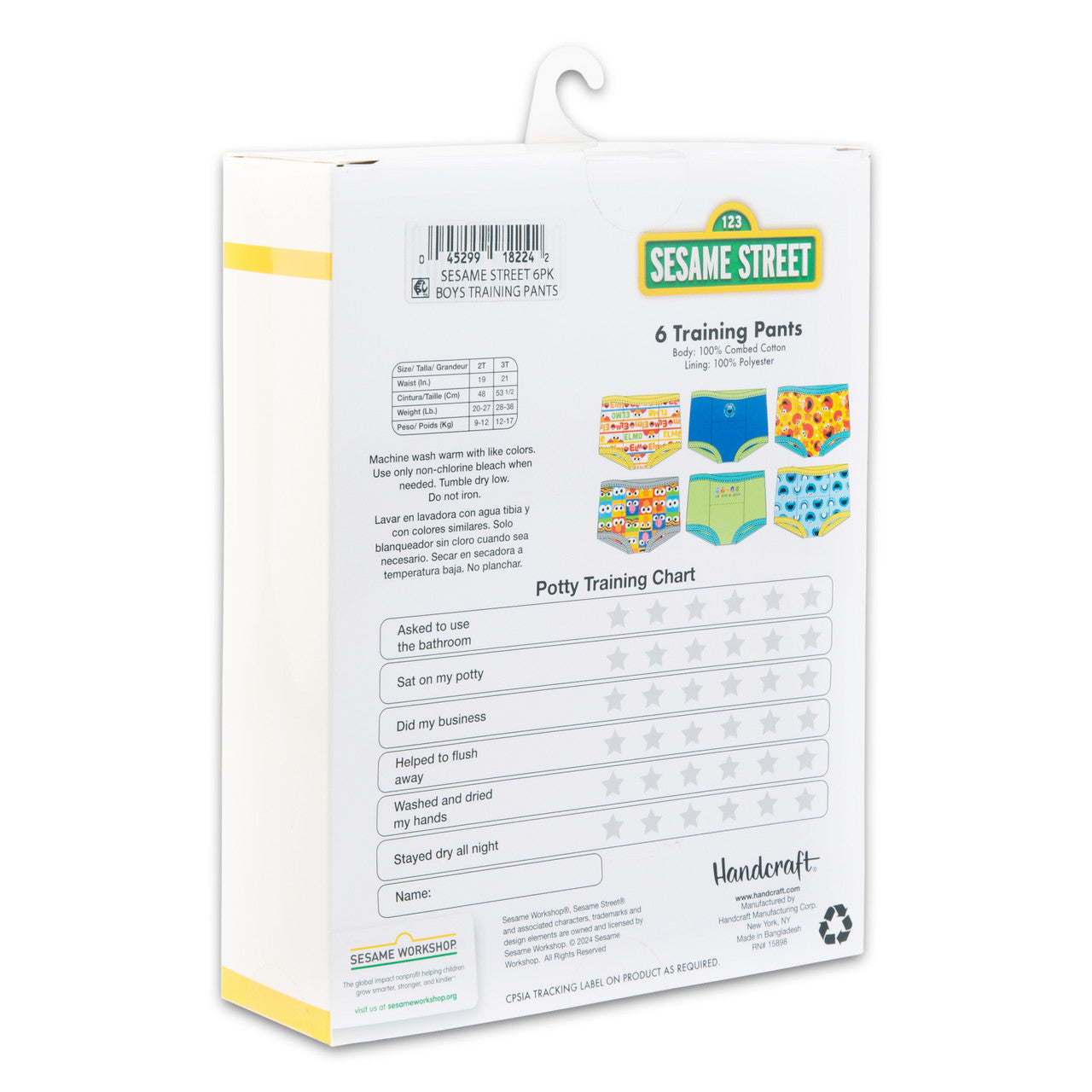 Sesame Street Toddler 6-Pack Training Pants – Cotton Potty Training Underwear with Bonus Sticker Chart