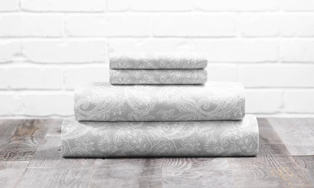 Felicia 4 Piece Sheet Set (Queen, Gray)