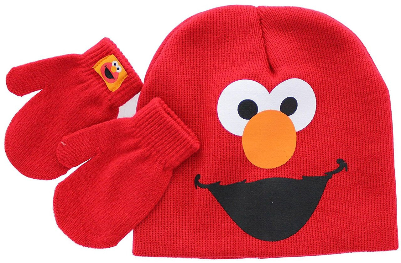 Sesame Street 'Elmo' Beanie Hat & Mittens Set