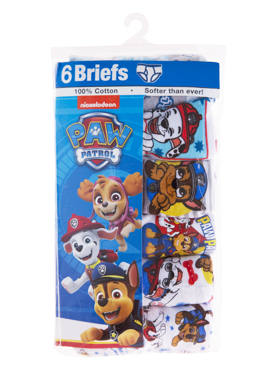 Nickelodeon Paw Patrol Toddler Boys 6-Pack Briefs – 100% Cotton Underwear Multipack