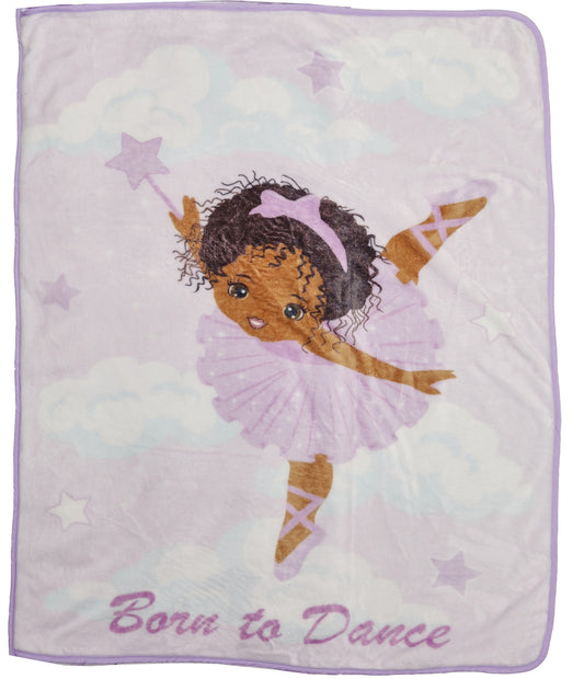 EVERYDAY KIDS Toddler Throw Blanket - Born to Dance African American Ballerina