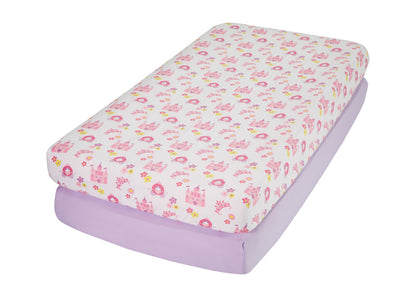 Everyday Kids 2 Pack Fitted Girls Crib Sheet - Princess/Lavender