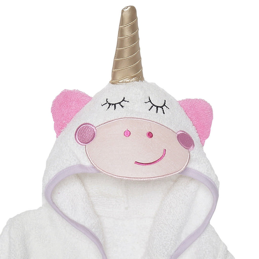 EVERYDAY KIDS Hooded Baby Toddler Bathrobe - Unicorn with Horn