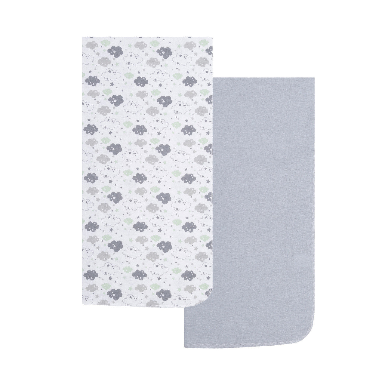 EVERYDAY KIDS 4 Pack Flannel Receiving Baby Blanket Set - Clouds/Stars