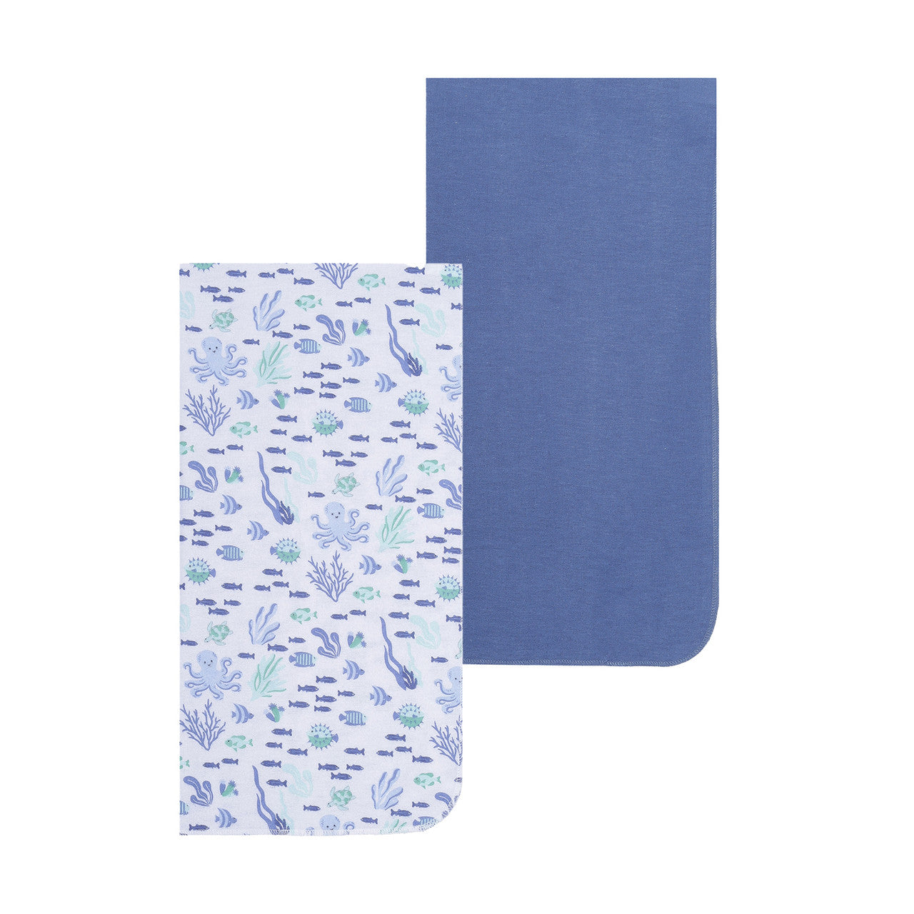 EVERYDAY KIDS 4 Pack Flannel Receiving Baby Blanket Set - Sea Creatures/Whales